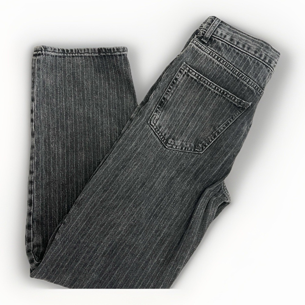 NEW Zara Pinstripe Straight Leg Jeans Denim Pants Size 6 Charcoal Gray - Picture 3 of 7